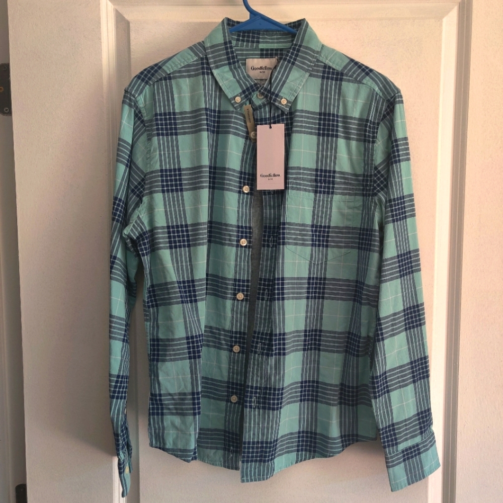Blue and Mint Plaid Dress Shirt